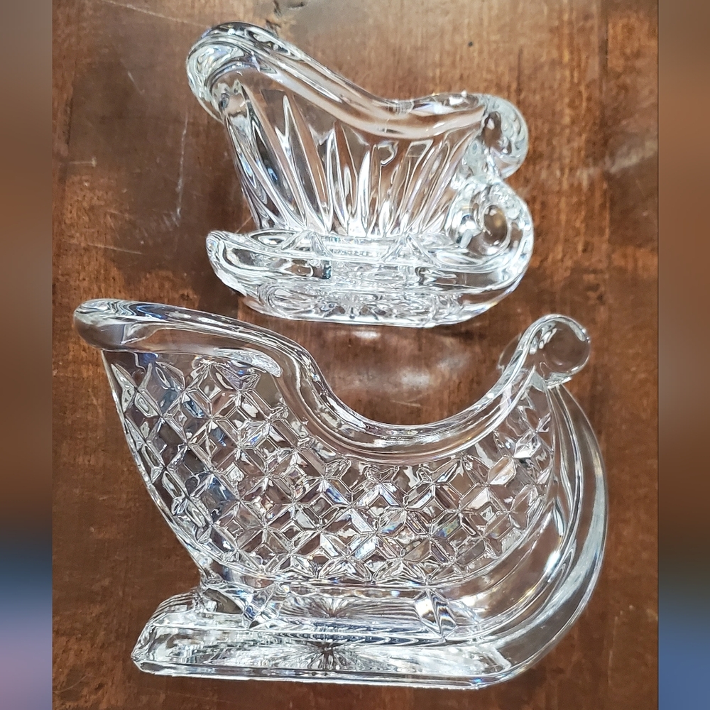 Elegant Glass Candle Holder and Candy Dish Set.  24% Lead Crystal.
